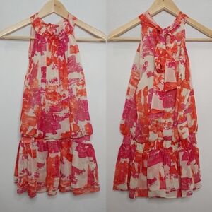 McGinn Sleeveless Halter Neck Blouse Top Peplum Pink Cream‎ Orange Size 6